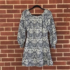 Navy and white paisley summer dress
